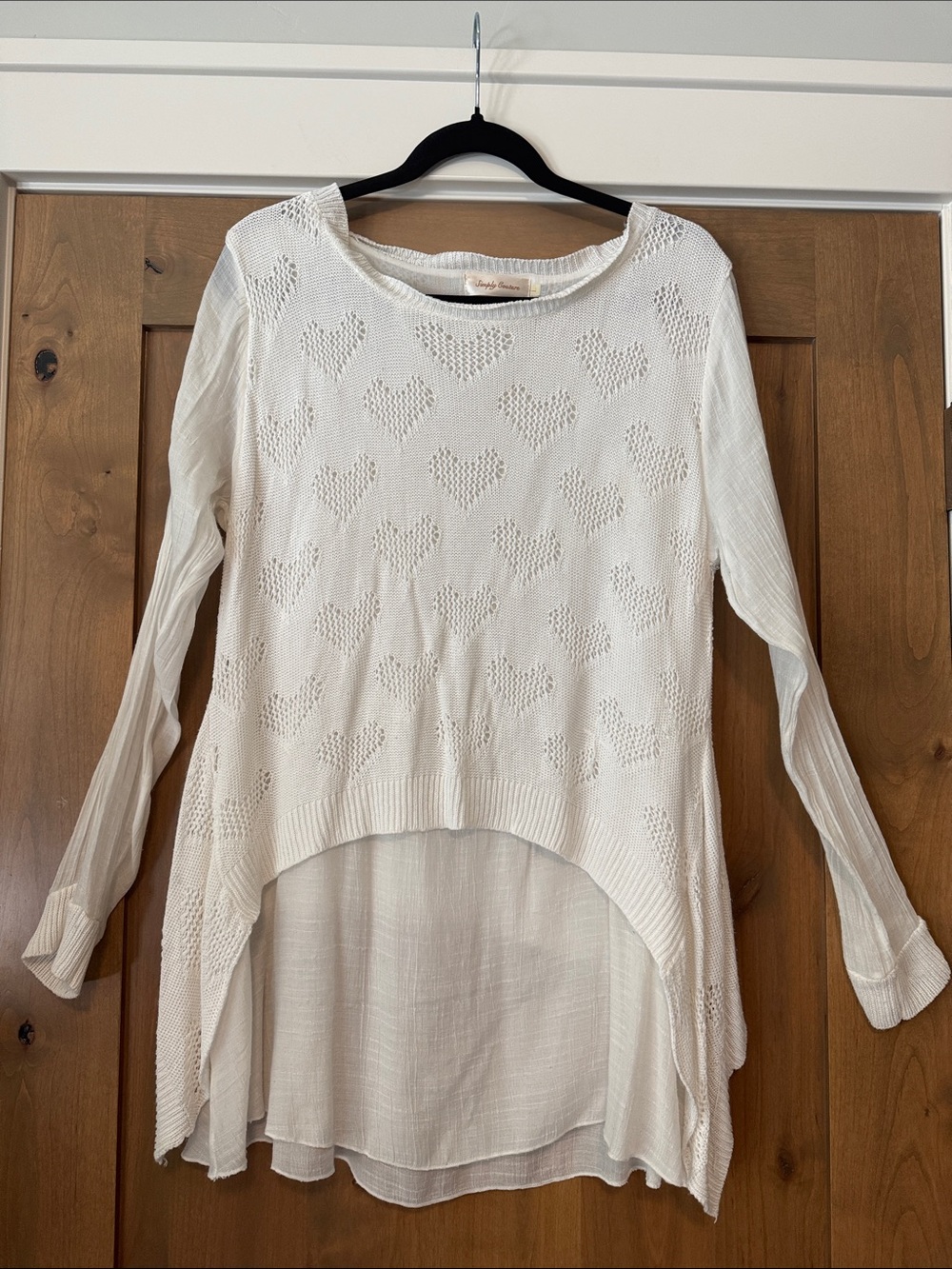 Simply Couture Layered Crinkle Tunic  sweater Womens L Hearts Lagenlook layering